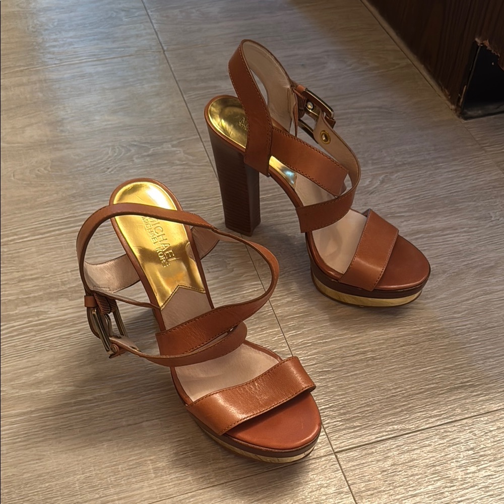 Michael Kors Brown Leather Strappy Heels